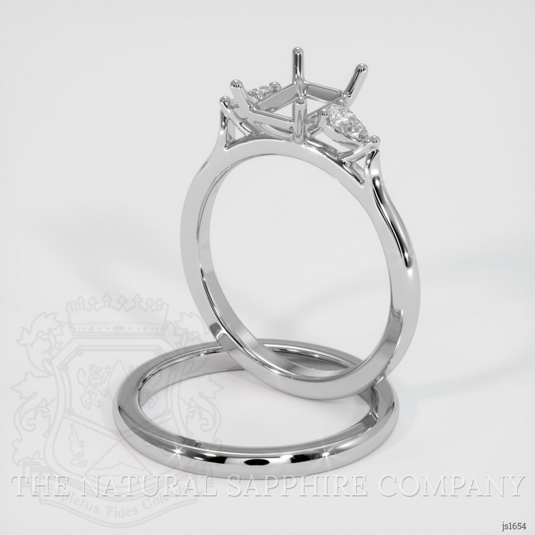 18K White Gold Three Stone Ring Setting