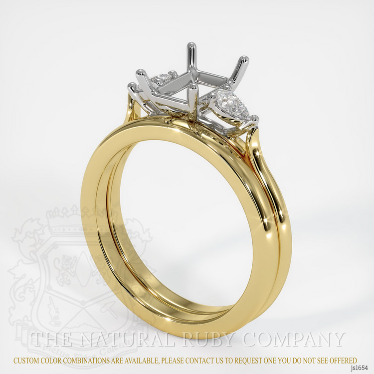 14K White & Yellow Three Stone Ring Setting