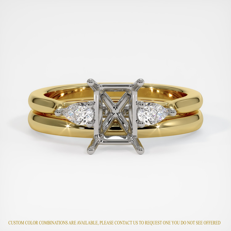 14K White & Yellow Three Stone Ring Setting