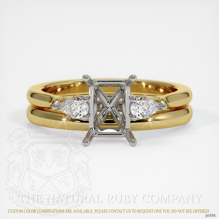 14K White & Yellow Three Stone Ring Setting