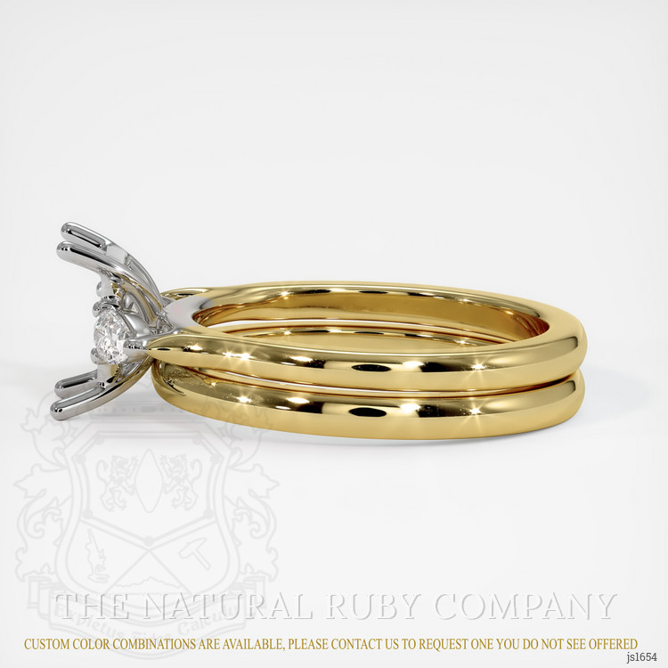 14K White & Yellow Three Stone Ring Setting