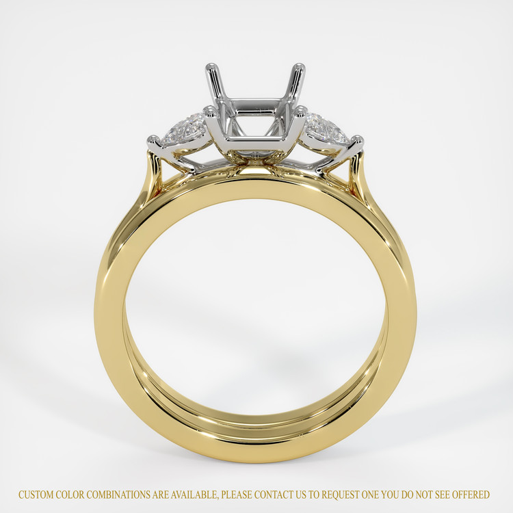 14K White & Yellow Three Stone Ring Setting