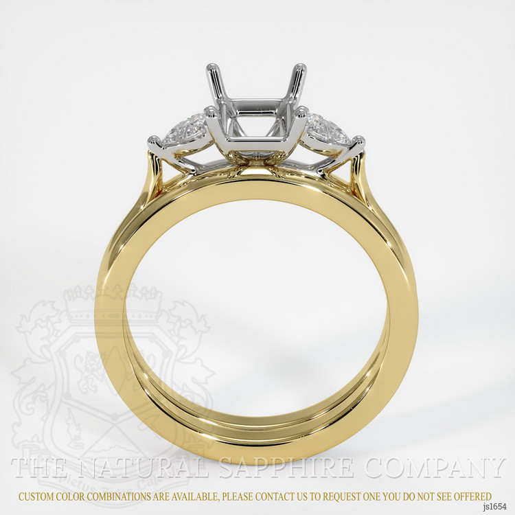 14K White & Yellow Three Stone Ring Setting