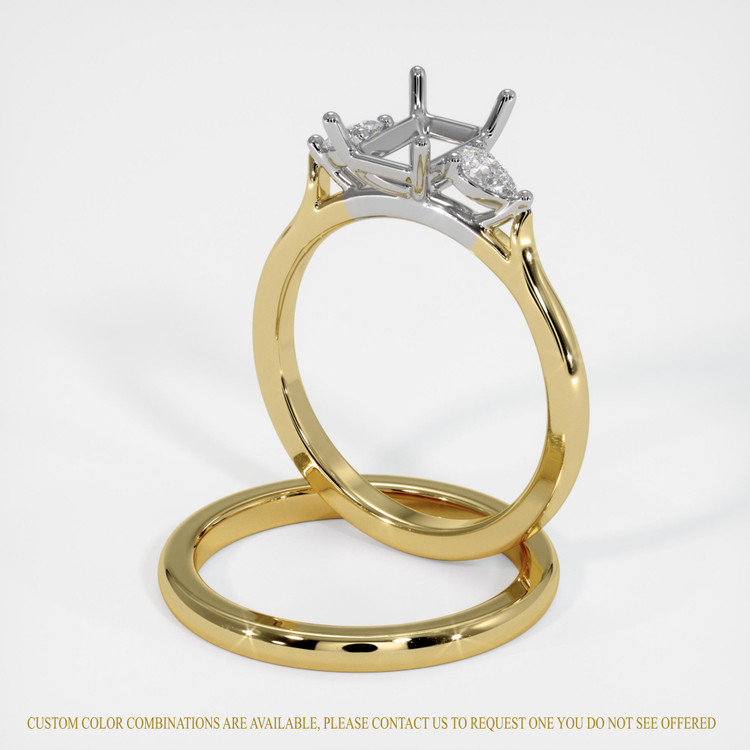 14K White & Yellow Three Stone Ring Setting