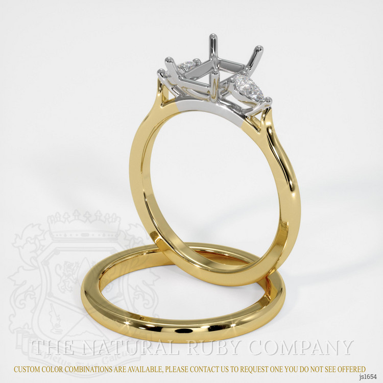 18K White & Yellow Three Stone Ring Setting