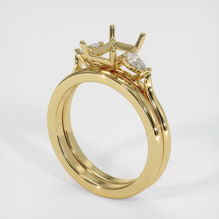 14K Yellow Gold Three Stone Ring Setting