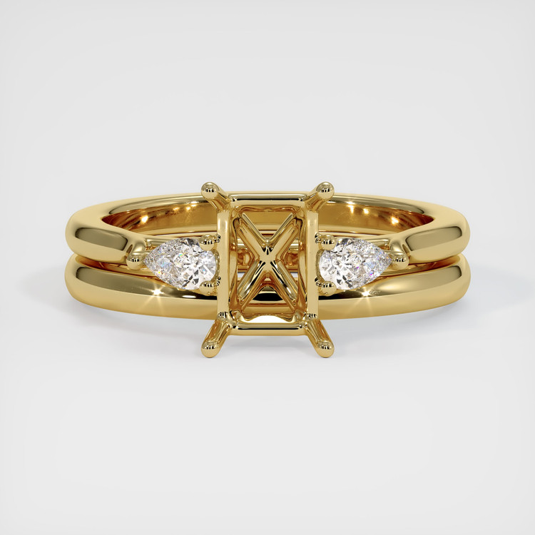 14K Yellow Gold Three Stone Ring Setting