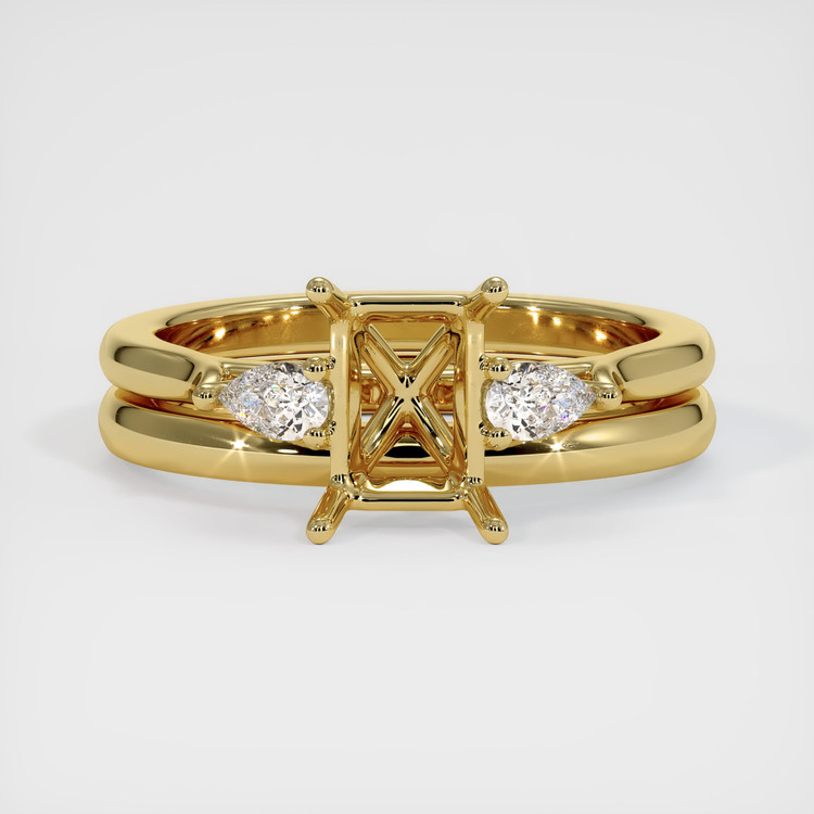 18K Yellow Gold Three Stone Ring Setting