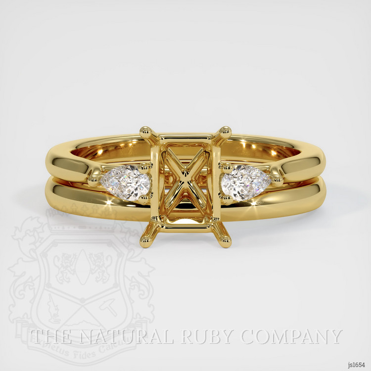 18K Yellow Gold Three Stone Ring Setting