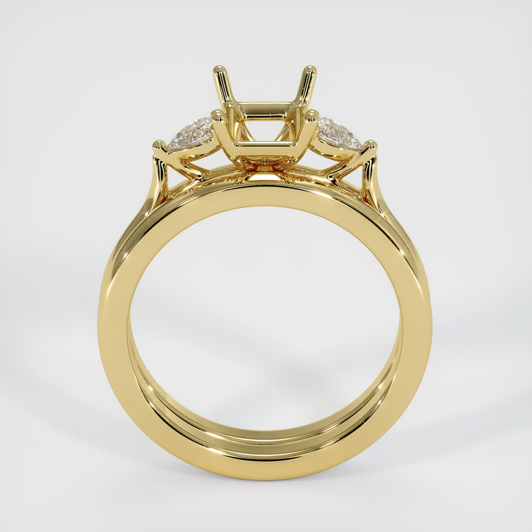 18K Yellow Gold Three Stone Ring Setting