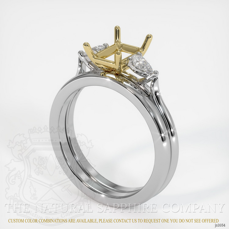 14K Yellow & White Three Stone Ring Setting