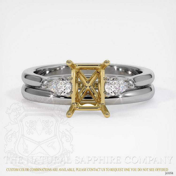 14K Yellow & White Three Stone Ring Setting