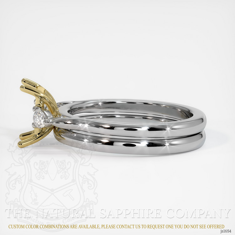 14K Yellow & White Three Stone Ring Setting