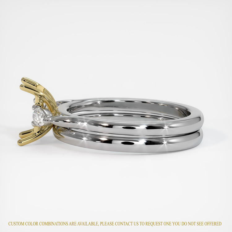 14K Yellow & White Three Stone Ring Setting