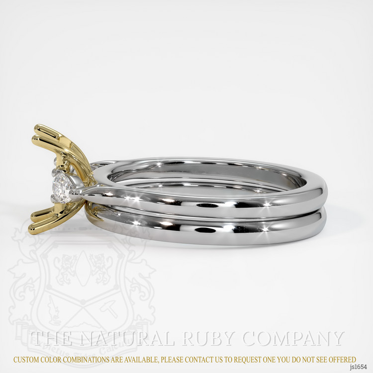 14K Yellow & White Three Stone Ring Setting