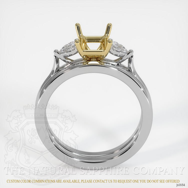 14K Yellow & White Three Stone Ring Setting