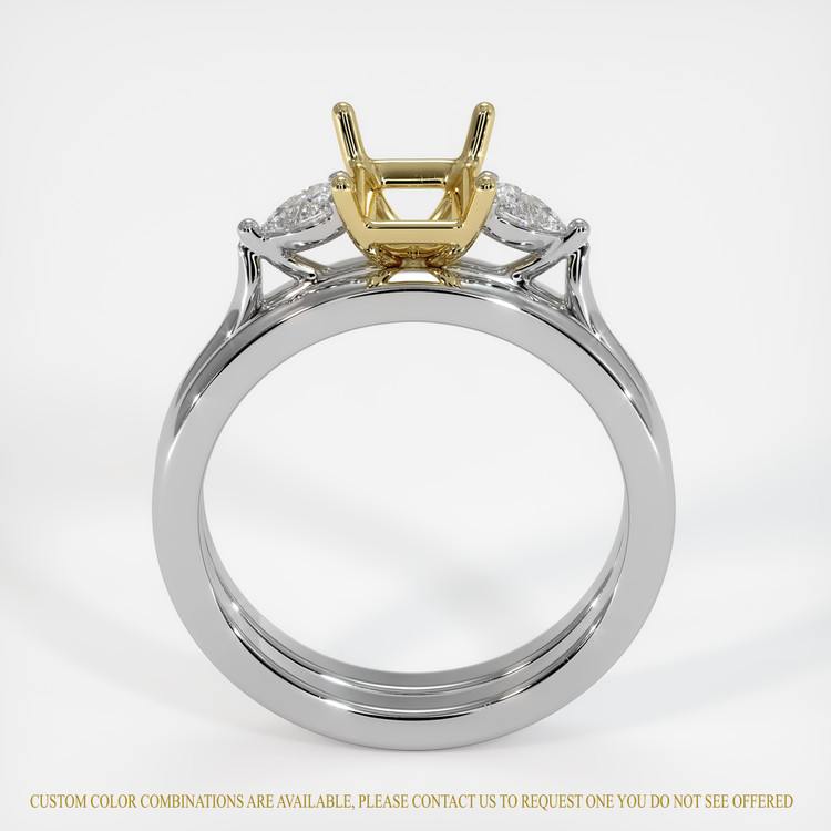 14K Yellow & White Three Stone Ring Setting