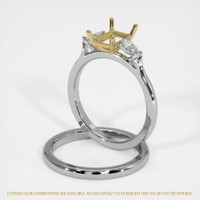 14K Yellow & White Three Stone Ring Setting Image