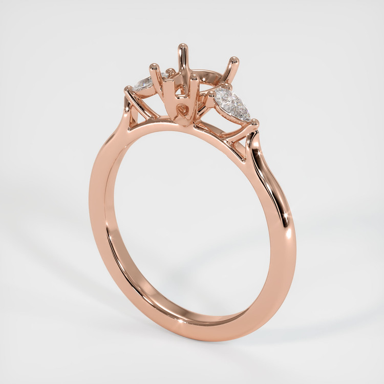 14K Rose Gold Three Stone Ring Setting