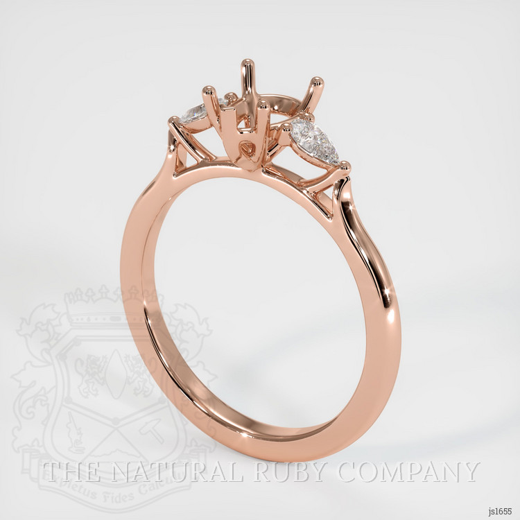 14K Rose Gold Three Stone Ring Setting