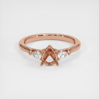 14K Rose Gold Three Stone Ring Setting Image