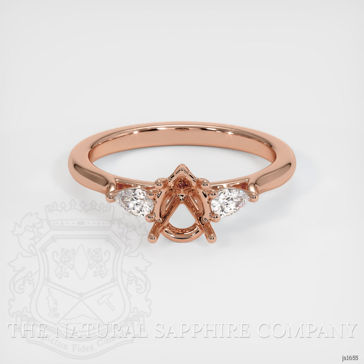 14K Rose Gold Three Stone Ring Setting