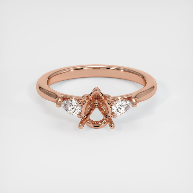 14K Rose Gold Three Stone Ring Setting