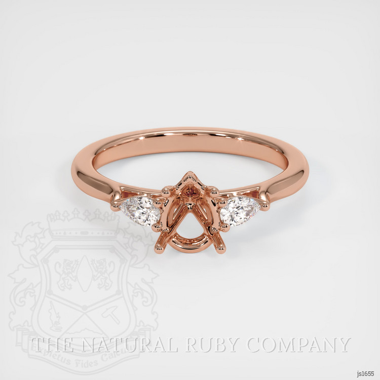 14K Rose Gold Three Stone Ring Setting