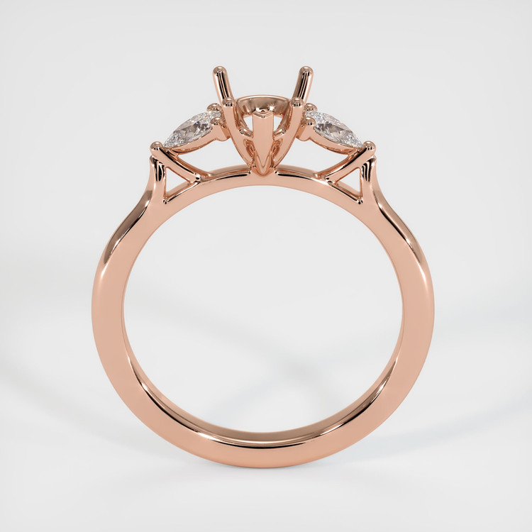 14K Rose Gold Three Stone Ring Setting