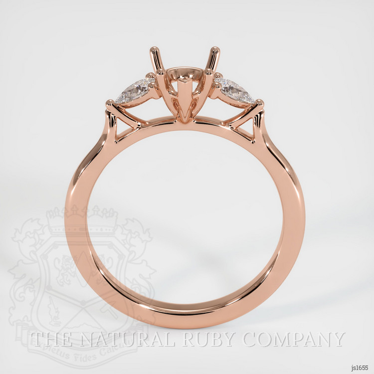 14K Rose Gold Three Stone Ring Setting