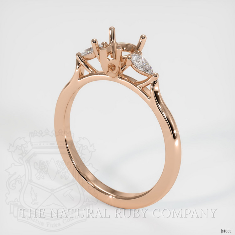 18K Rose Gold Three Stone Ring Setting