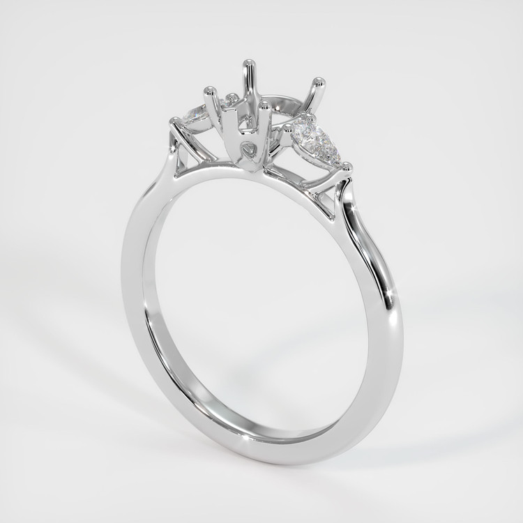 18K White Gold Three Stone Ring Setting