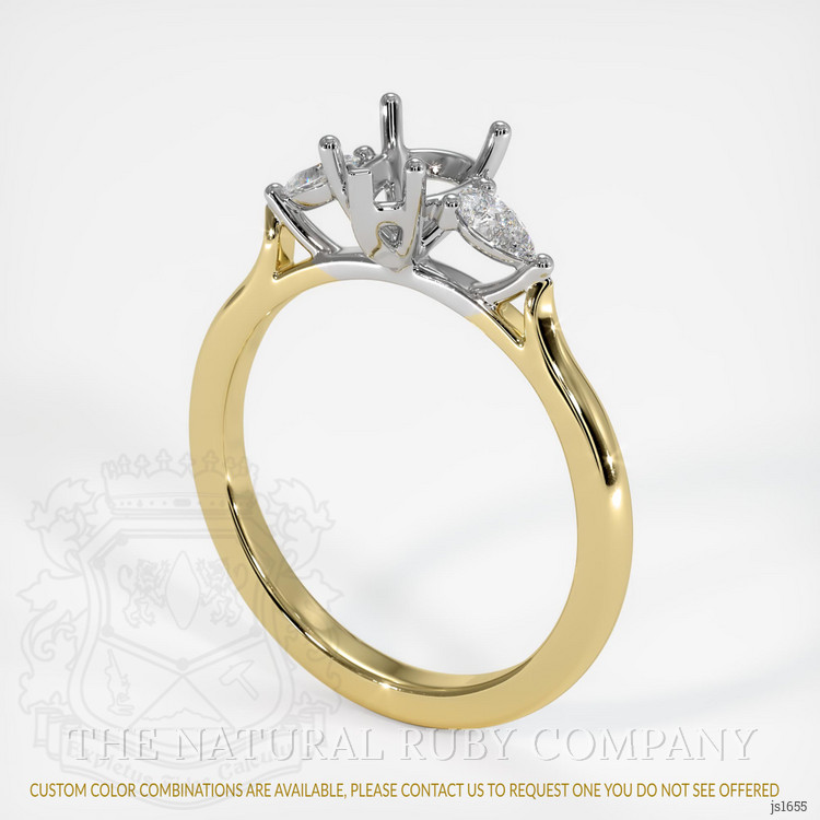 14K White & Yellow Three Stone Ring Setting