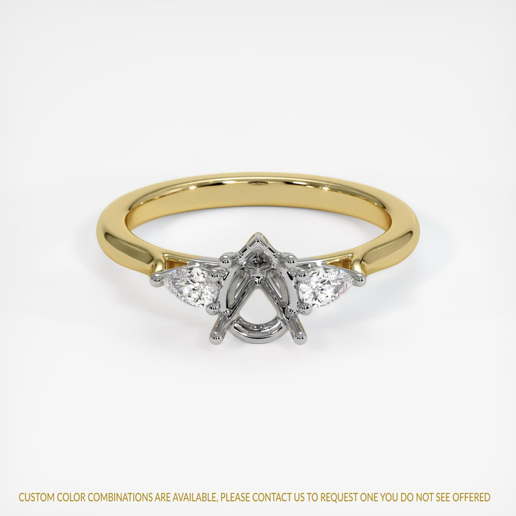 14K White & Yellow Three Stone Ring Setting