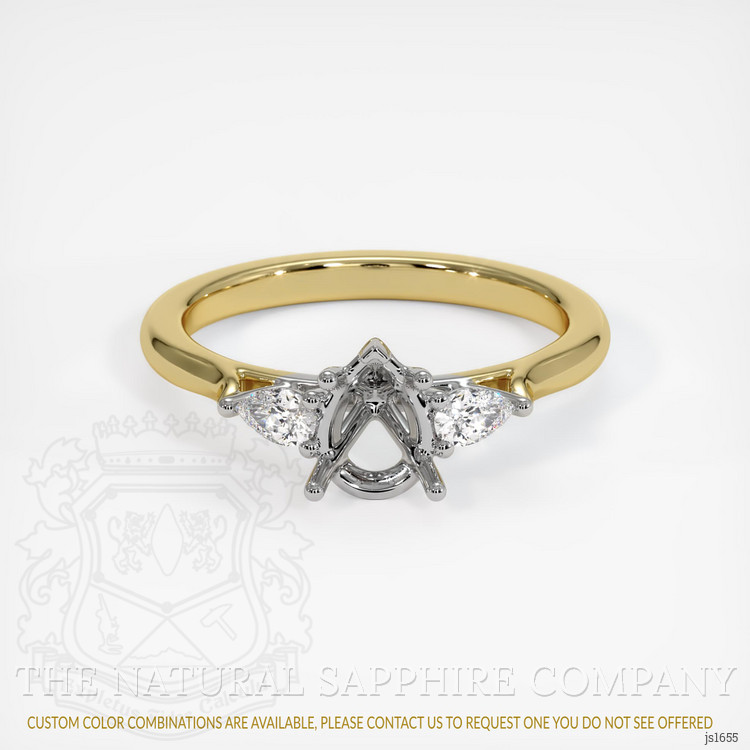 14K White & Yellow Three Stone Ring Setting