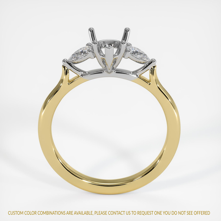 14K White & Yellow Three Stone Ring Setting