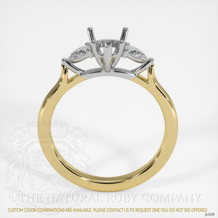 14K White & Yellow Three Stone Ring Setting