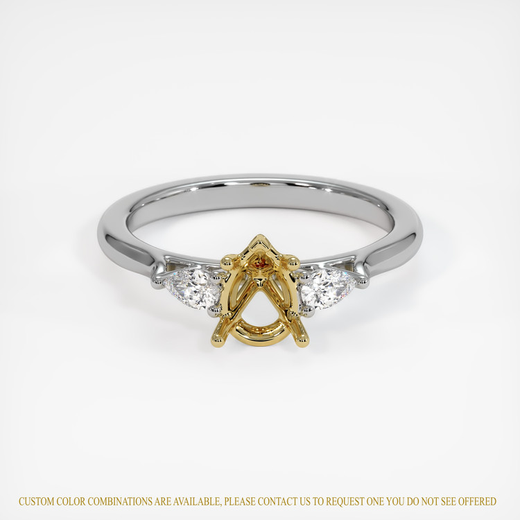 14K Yellow & White Three Stone Ring Setting