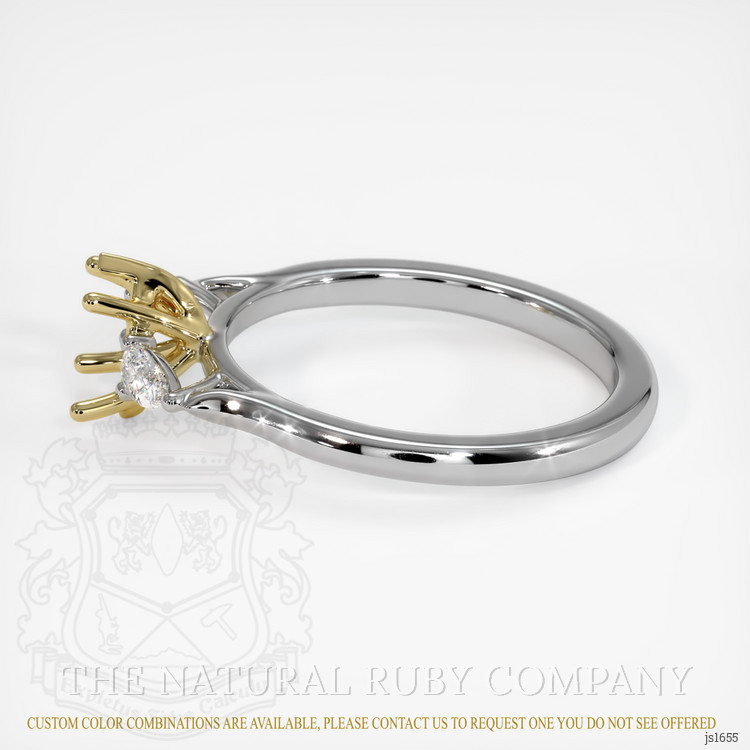 14K Yellow & White Three Stone Ring Setting