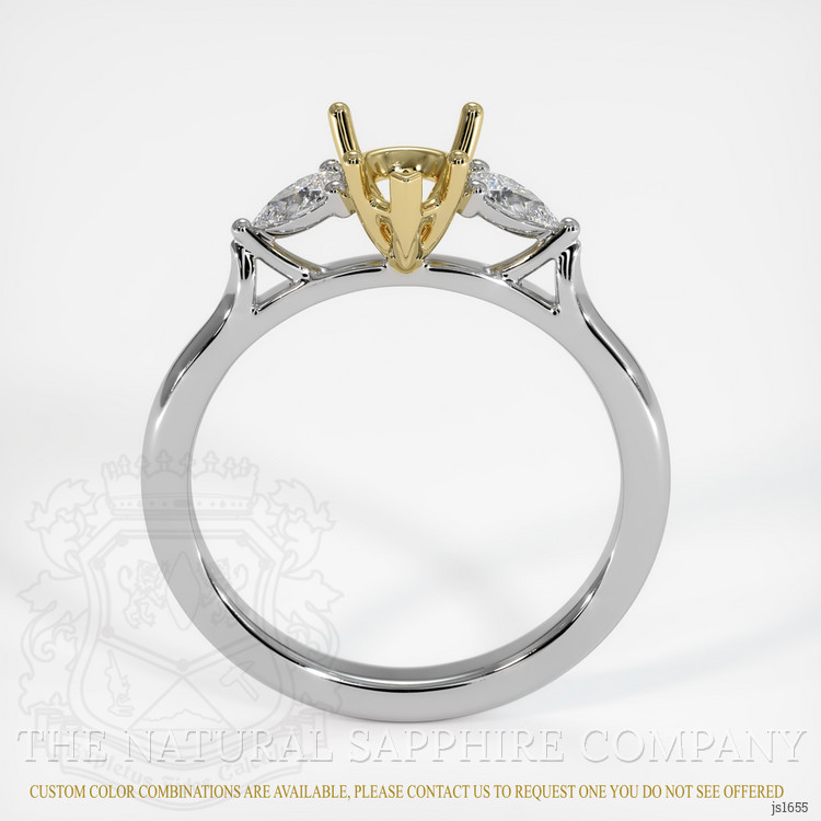 14K Yellow & White Three Stone Ring Setting