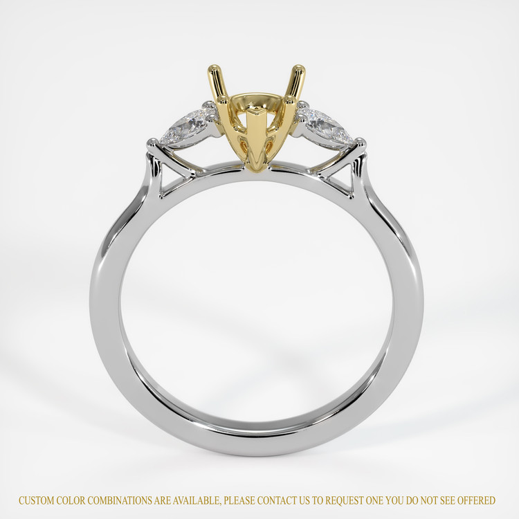 14K Yellow & White Three Stone Ring Setting