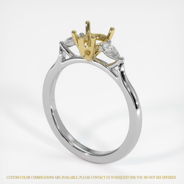 18K Yellow & White Three Stone Ring Setting