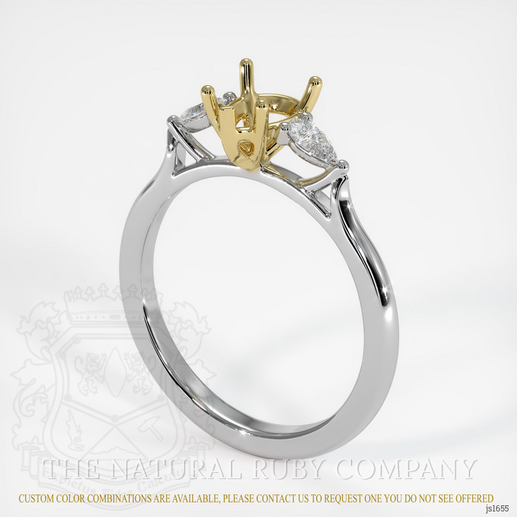 18K Yellow & White Three Stone Ring Setting