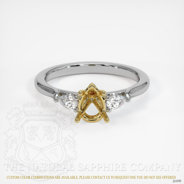 18K Yellow & White Three Stone Ring Setting