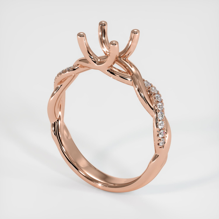 14K Rose Gold Pave Ring Setting