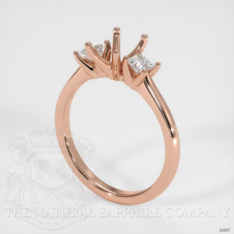 14K Rose Gold Three Stone Ring Setting