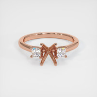 14K Rose Gold Three Stone Ring Setting Image