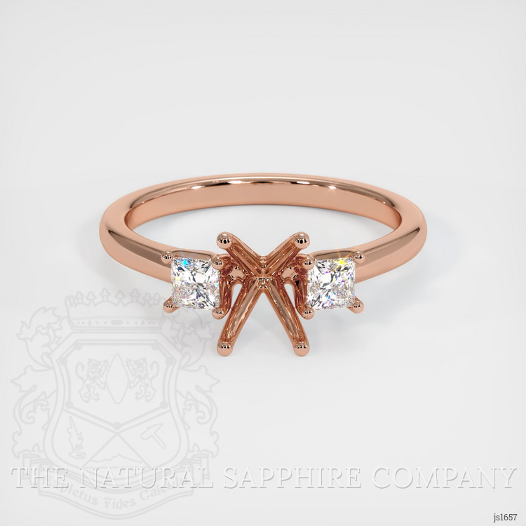 14K Rose Gold Three Stone Ring Setting