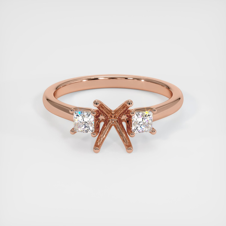 14K Rose Gold Three Stone Ring Setting