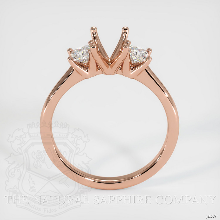 14K Rose Gold Three Stone Ring Setting